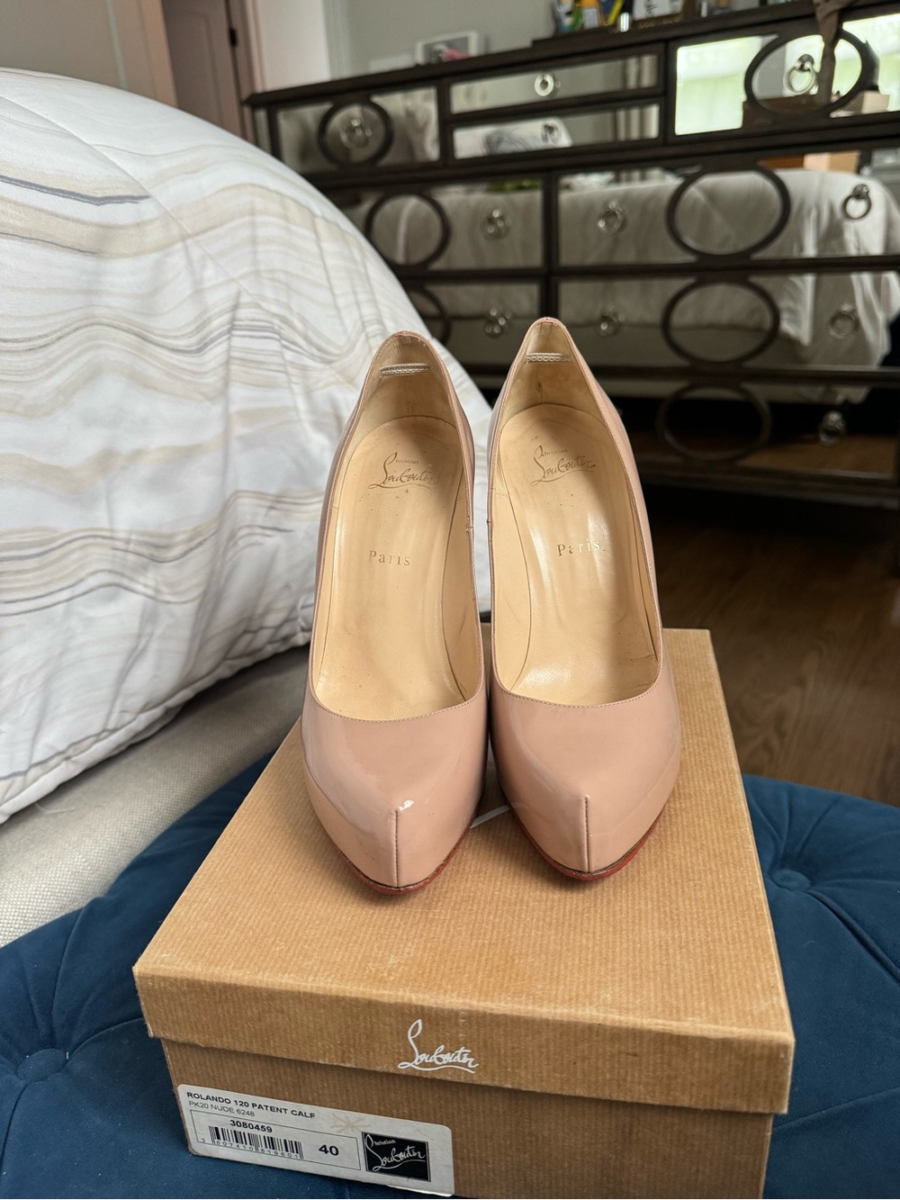 Christian Louboutin Blush Patent Leather Platform Pumps